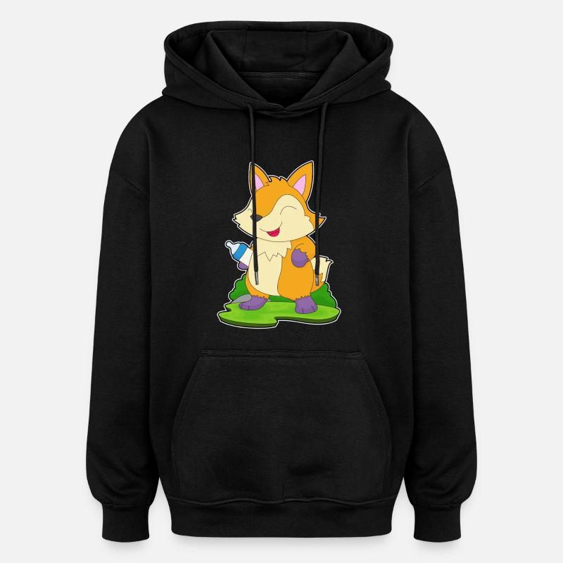 Fox Lait Biberon - Sweat à capuche oversize unisexe - noir