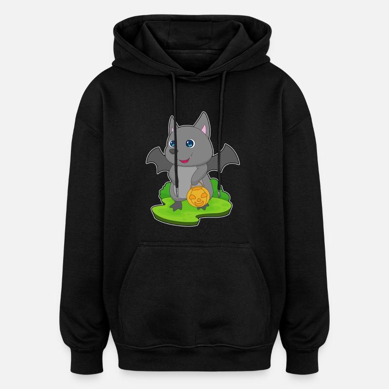 Bat Halloween Pumpkin - Oversized Unisex Hoodie - black