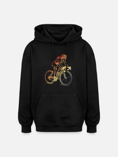 Retro Radfahrerin Line Art - Oversized Unisex Hoodie - Schwarz