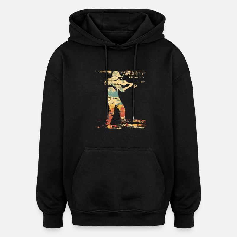 Violon Style BD - Sweat à capuche oversize unisexe - noir