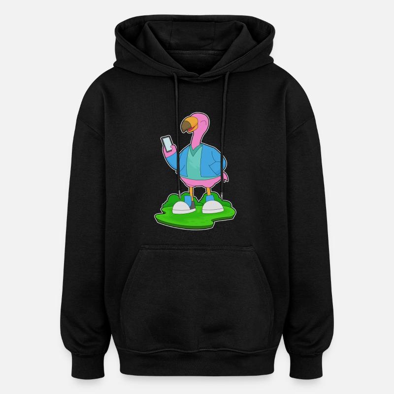 Téléphone portable Flamingo - Sweat à capuche oversize unisexe - noir