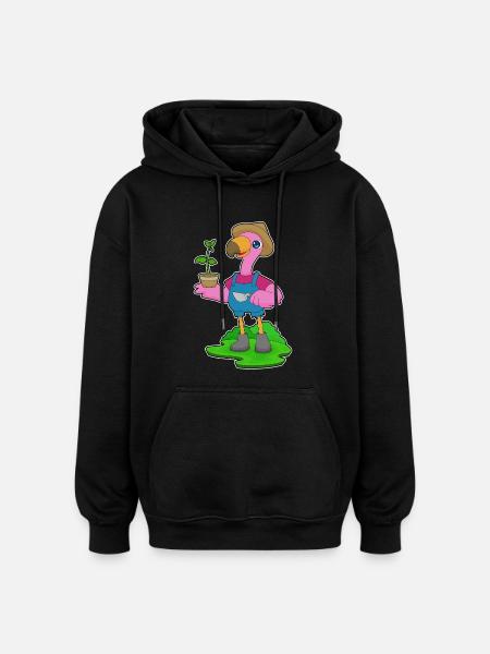 Flamingo Farmer Seedling Farm - Oversized Unisex Hoodie - black