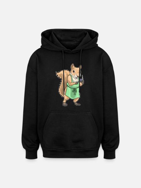 Écureuil Coiffeur Ciseaux Peigne - Sweat à capuche oversize unisexe - noir