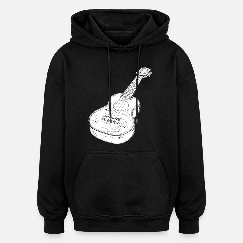 Ukulele Zeichnung - Oversized Unisex Hoodie - Schwarz