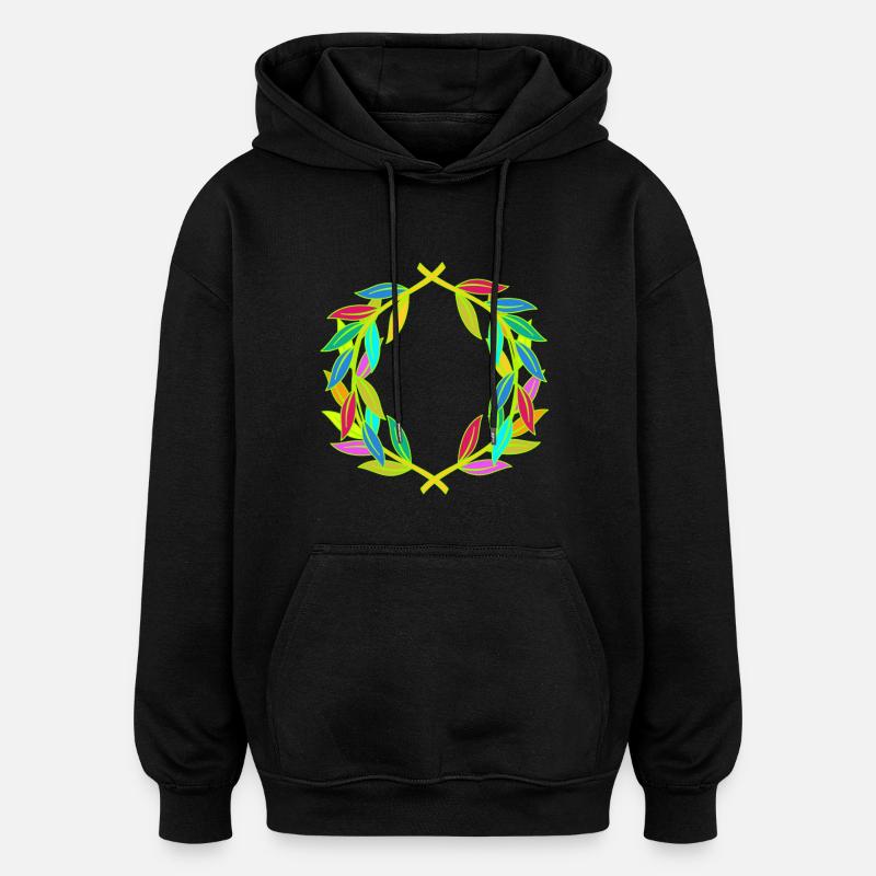 Couronne de laurier arc-en-ciel Laurier - Sweat à capuche oversize unisexe - noir