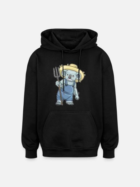 Koala Farmer Pitchfork Farm - Oversized Unisex Hoodie - black