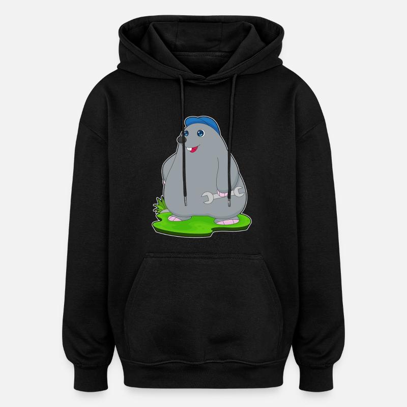Clé mécanique taupe - Sweat à capuche oversize unisexe - noir