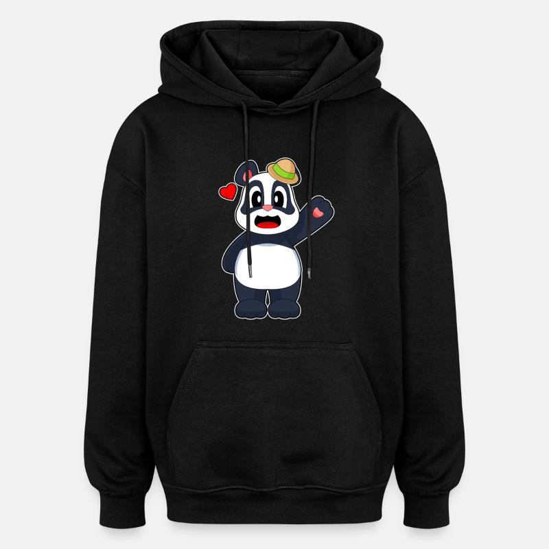 Panda Hut - Oversized Unisex Hoodie - Schwarz