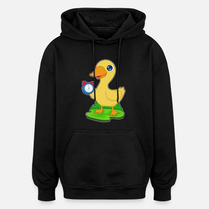 Duck Alarm Clock - Oversized Unisex Hoodie - black