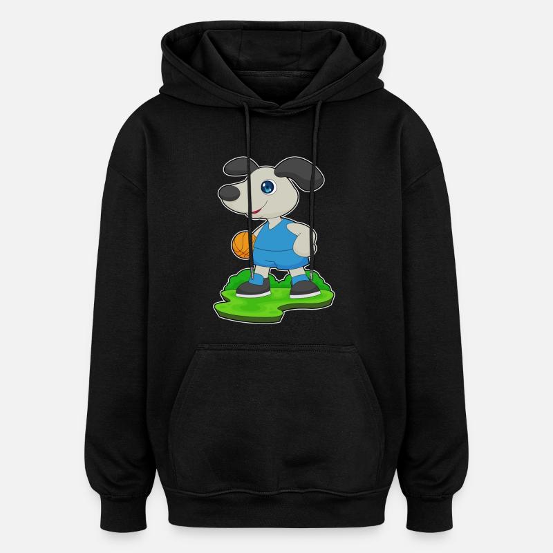 Chien Basketteur Basketteur - Sweat à capuche oversize unisexe - noir