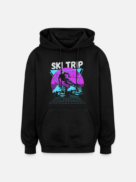 Ski Trip 2026 - Matching Family Snow Skiing - Oversized Unisex Hoodie - black