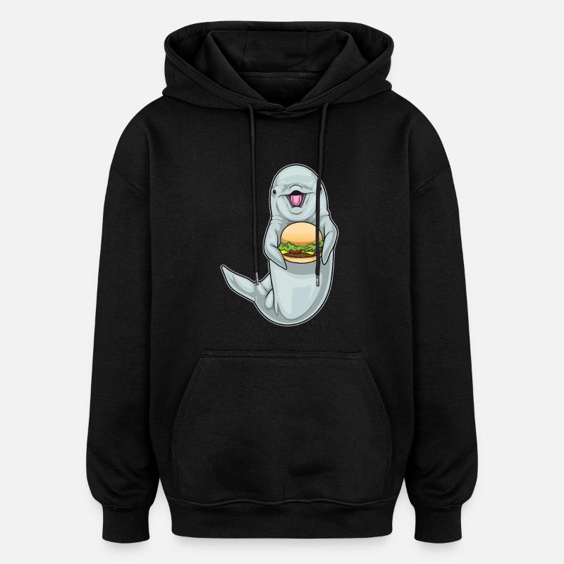 Dolphin Cheeseburger - Oversized Unisex Hoodie - black