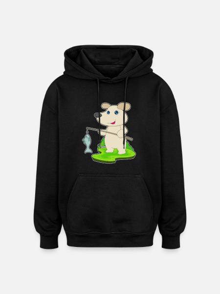 PĂȘche au poisson Dog Angler - Sweat Ă capuche oversize unisexe - noir