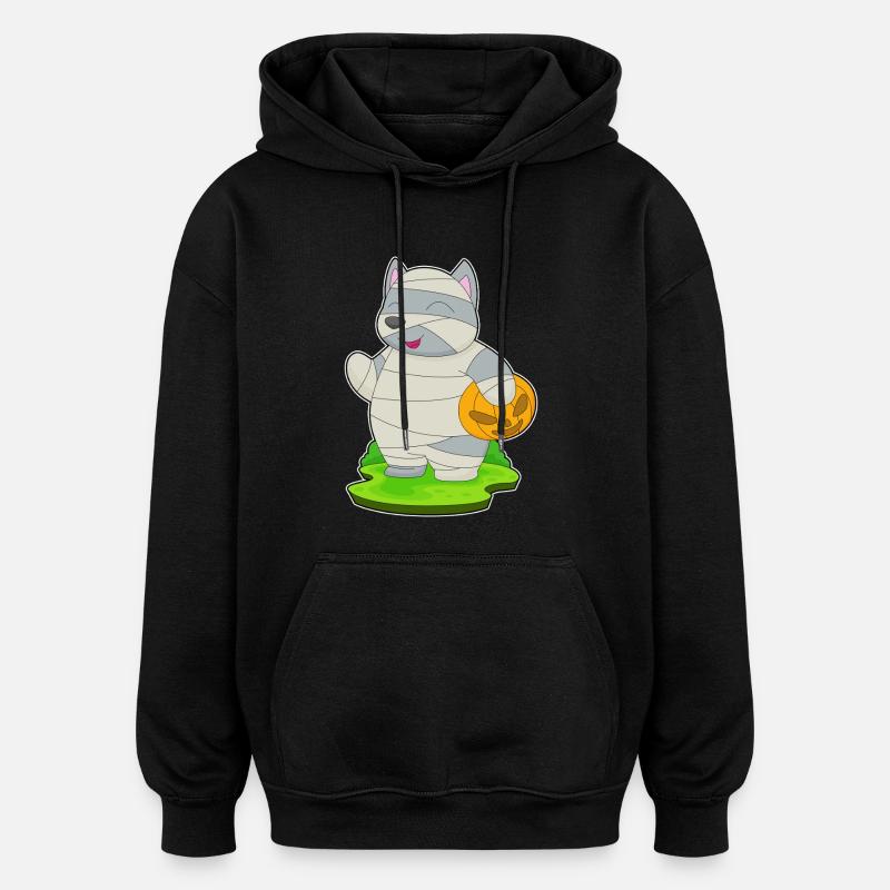 Cat Halloween Mummy - Oversized Unisex Hoodie - black
