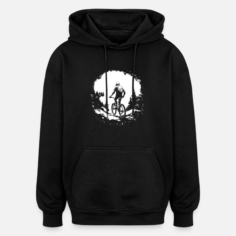 Croquis de VTT - Sweat à capuche oversize unisexe - noir