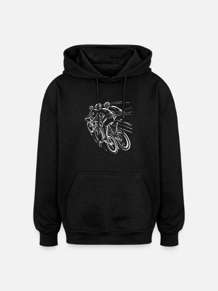 Road Cyclist Sketch - Oversized Unisex Hoodie - black