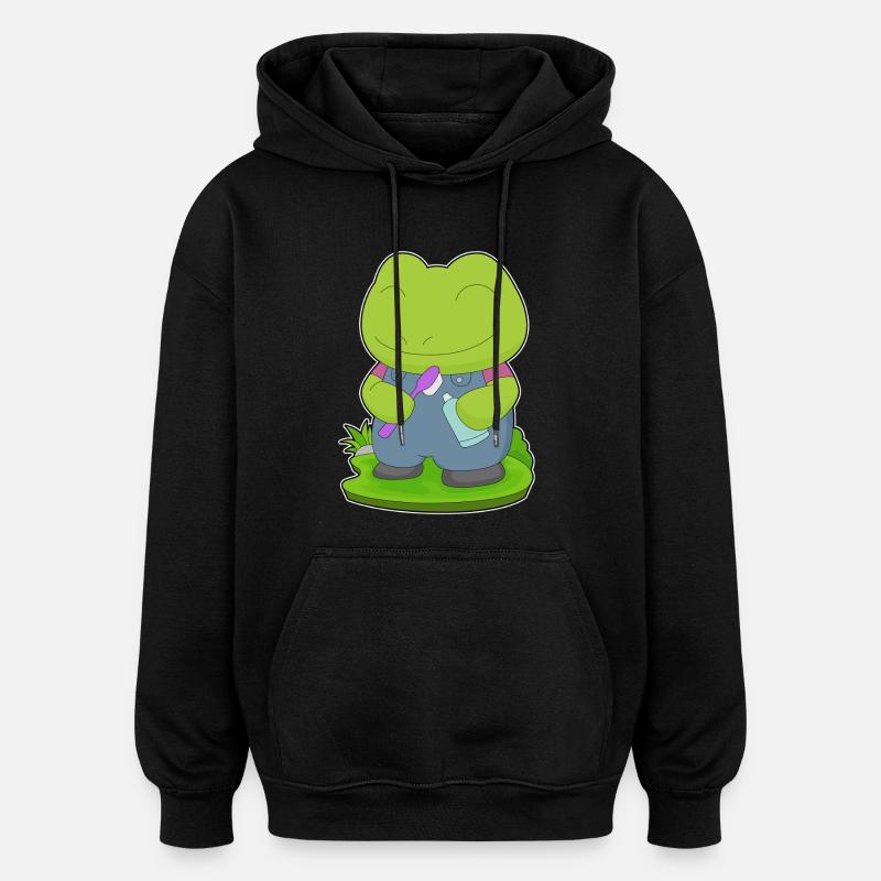 Frog Toothbrush - Oversized Unisex Hoodie - black