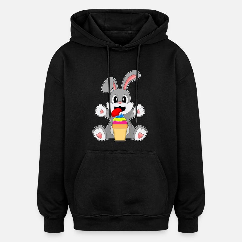 Hase Eisbecher - Oversized Unisex Hoodie - Schwarz