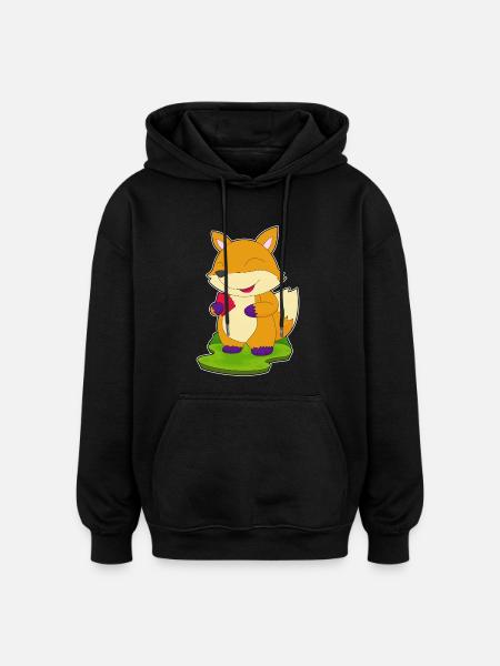 Fox Poker Poker Cards - Oversized Unisex Hoodie - black