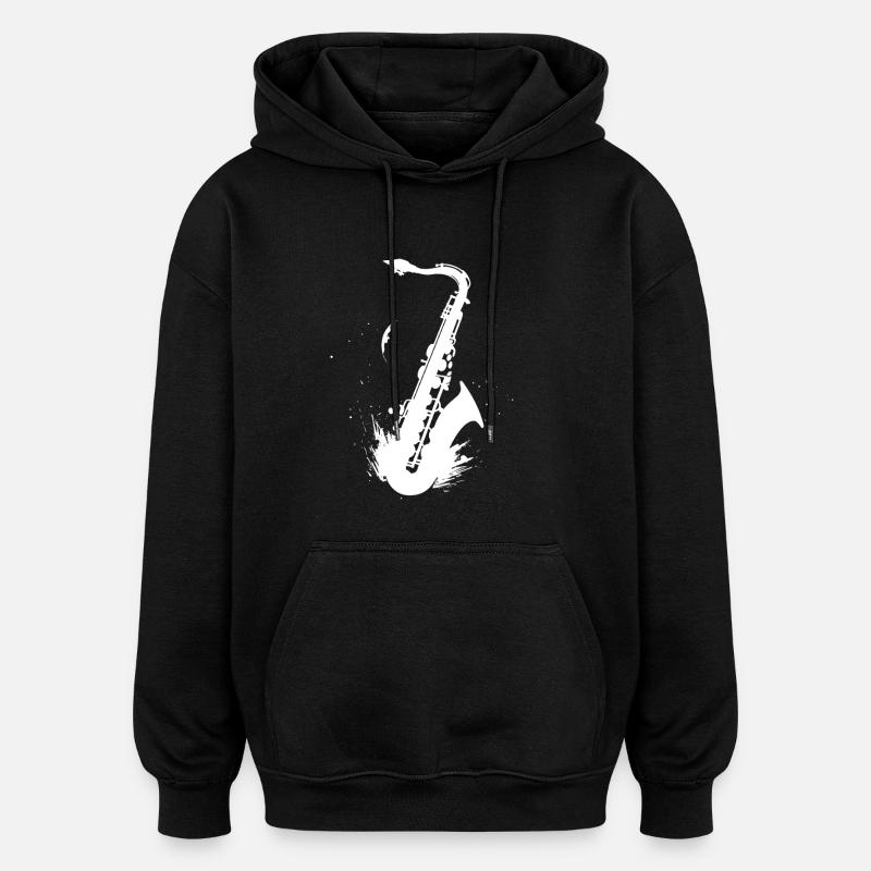 Graphisme pour saxophone - Sweat à capuche oversize unisexe - noir