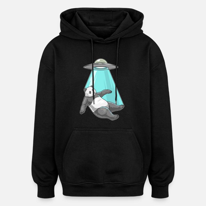 Vaisseau spatial Panda - Sweat à capuche oversize unisexe - noir
