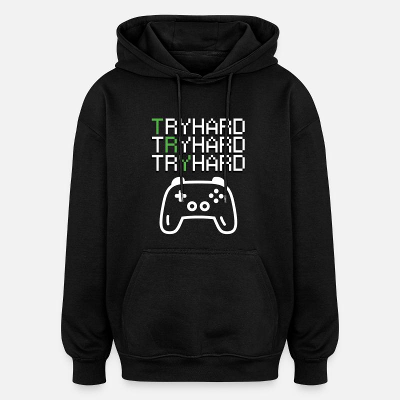 Graphismes Real Tryhard Gamer - Sweat à capuche oversize unisexe - noir