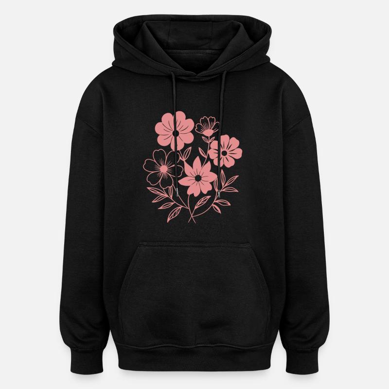 Fleurs - Printemps - Été - Dire - Sweat à capuche oversize unisexe - noir
