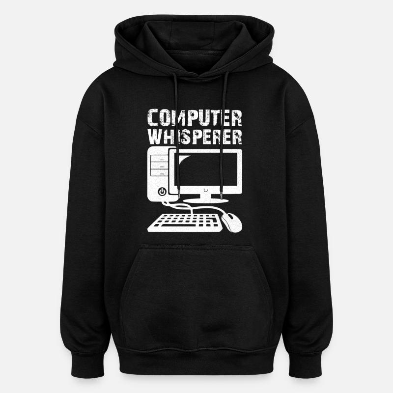 Chuchoteur d’ordinateur - Sweat à capuche oversize unisexe - noir