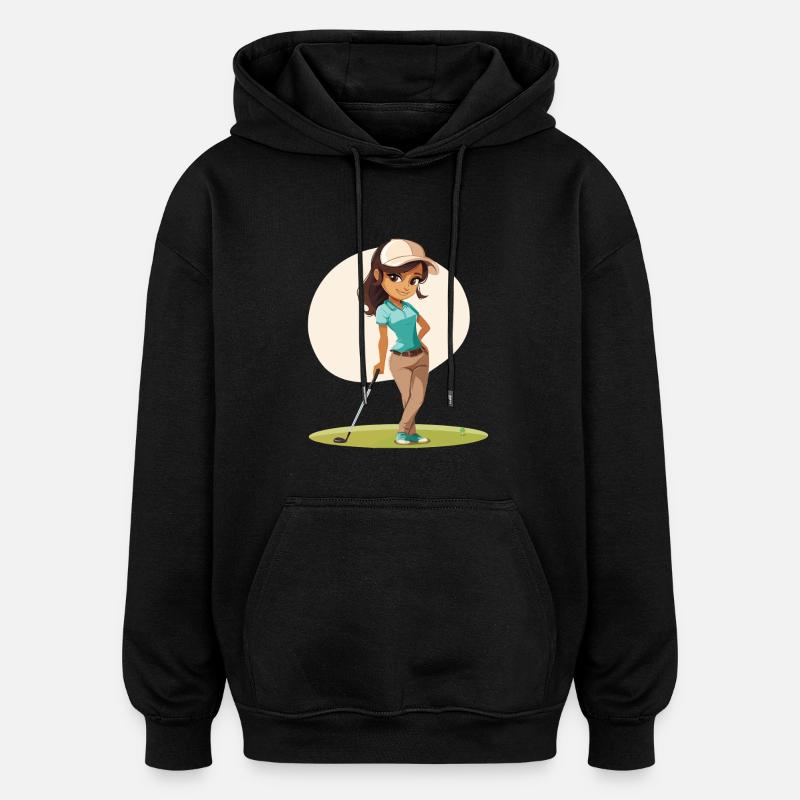 Weiblicher Golfer Comic - Oversized Unisex Hoodie - Schwarz