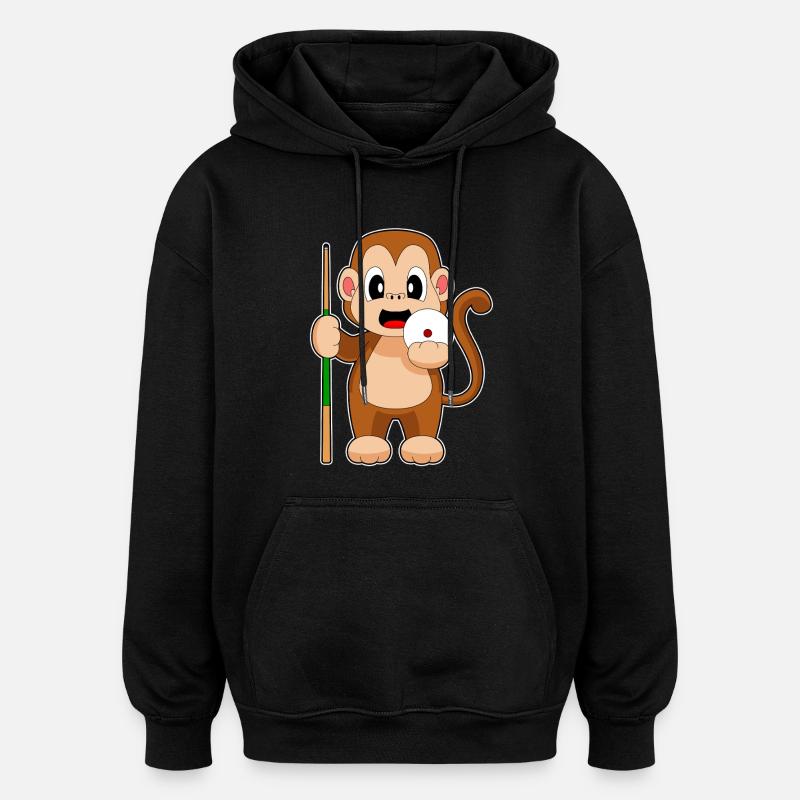 Monkey Billiard Cue - Oversized Unisex Hoodie - black