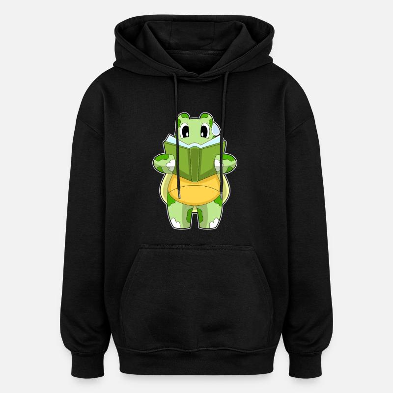Turtle Nerd Book - Oversized Unisex Hoodie - black