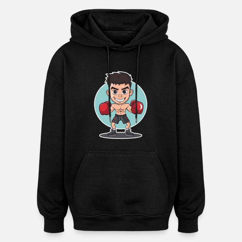 Look de boxeur BD - Sweat à capuche oversize unisexe - noir