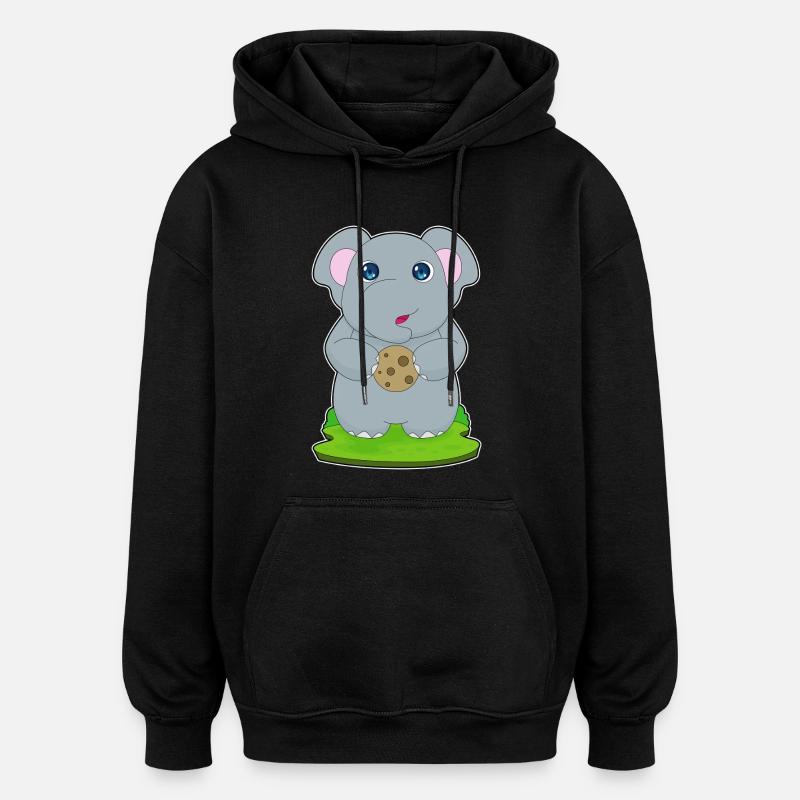 Elephant Cookie - Oversized Unisex Hoodie - black