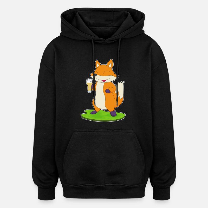Fuchs Bier - Oversized Unisex Hoodie - Schwarz