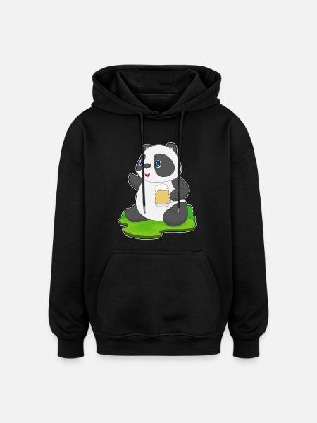 Bière Panda - Sweat à capuche oversize unisexe - noir
