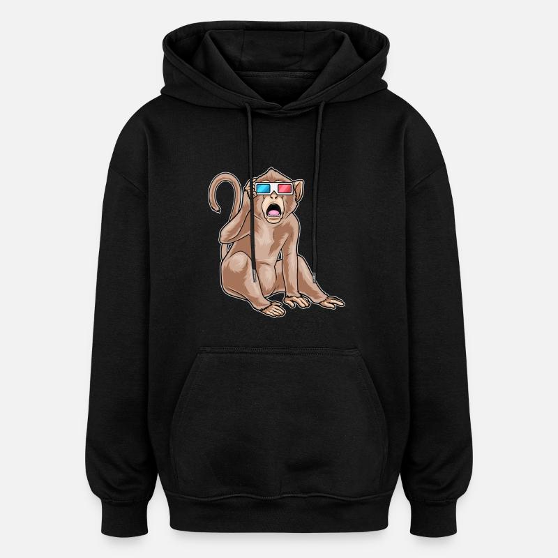 Affe Brille - Oversized Unisex Hoodie - Schwarz