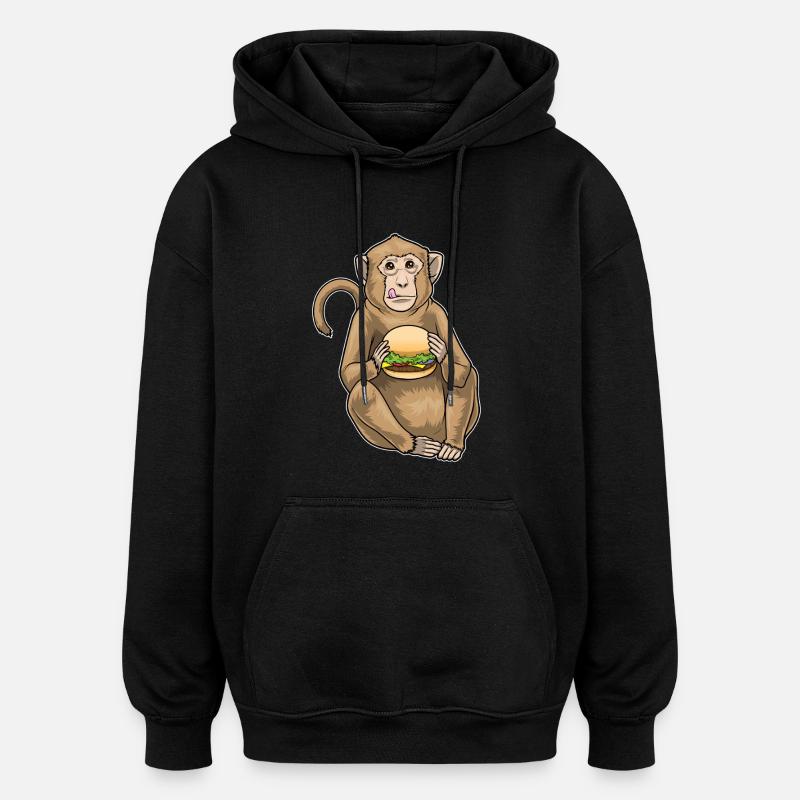 Monkey Cheeseburger - Oversized Unisex Hoodie - black