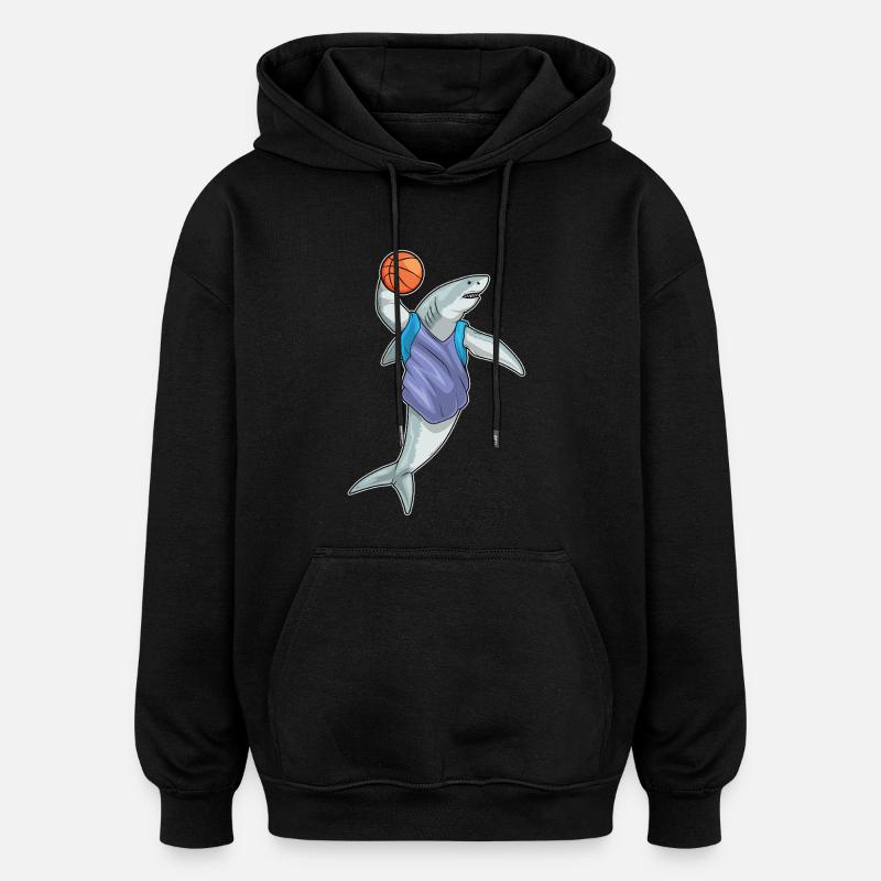 Requin Basketteur Basketteur - Sweat à capuche oversize unisexe - noir