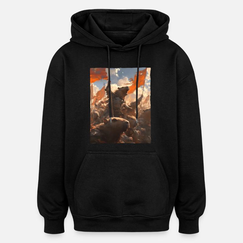 Épopée Capybara Révolution Peinture Astucieuse - Sweat à capuche oversize unisexe - noir