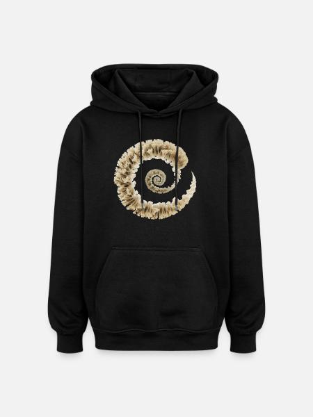 Fibonacci Fungi Spiral | Sacred Nature Art - Oversized Unisex Hoodie - black