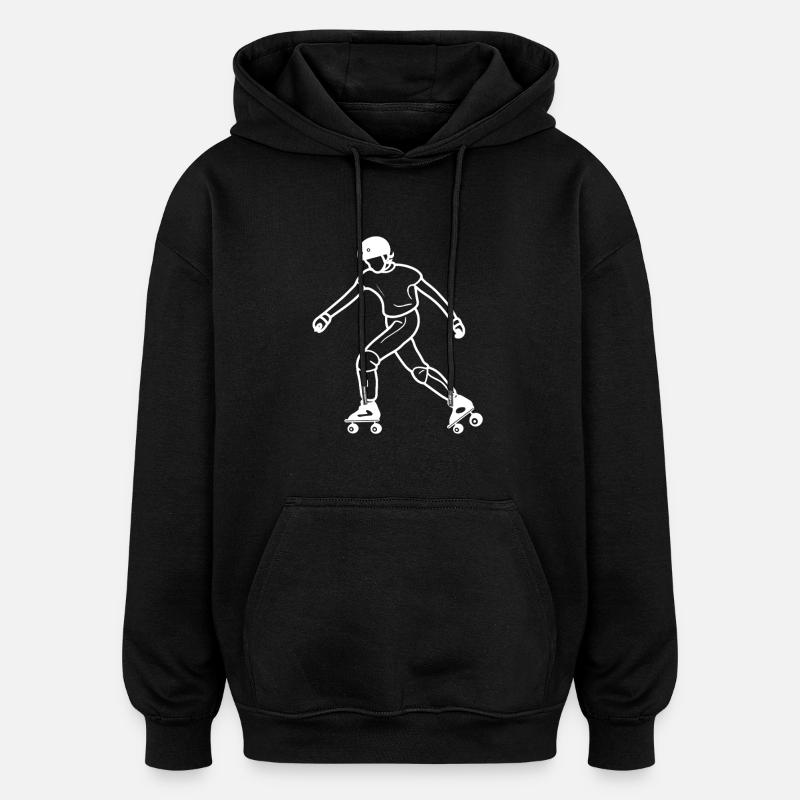 Roller Skating Drawing - Oversized Unisex Hoodie - black