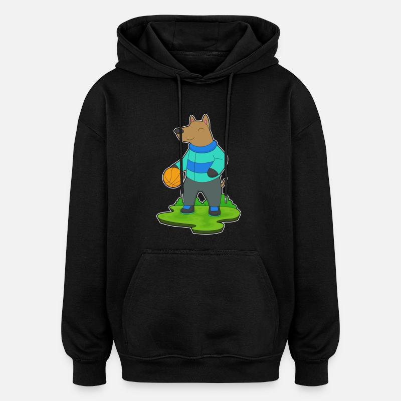 Chien Basketteur Basketteur - Sweat à capuche oversize unisexe - noir