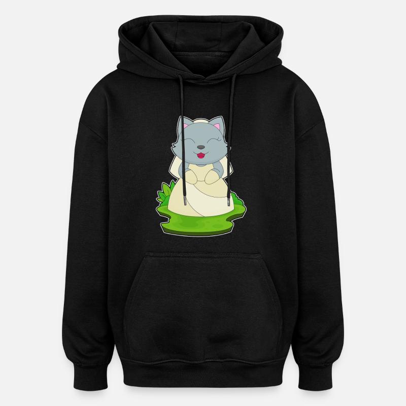 Chat Voile de mariée Mariage - Sweat à capuche oversize unisexe - noir