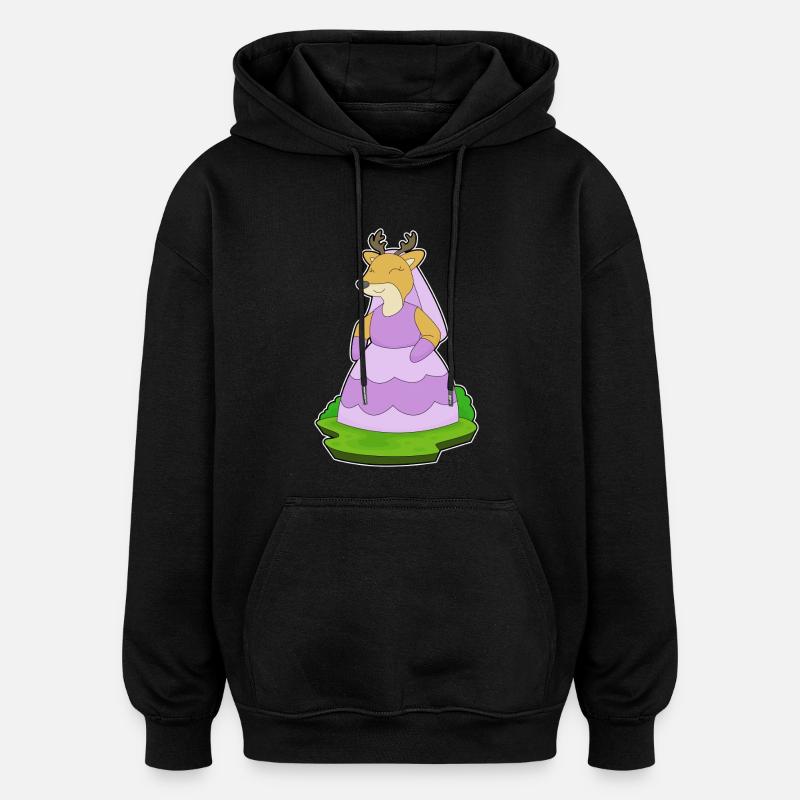 Cerf Voile de mariée Mariage - Sweat à capuche oversize unisexe - noir