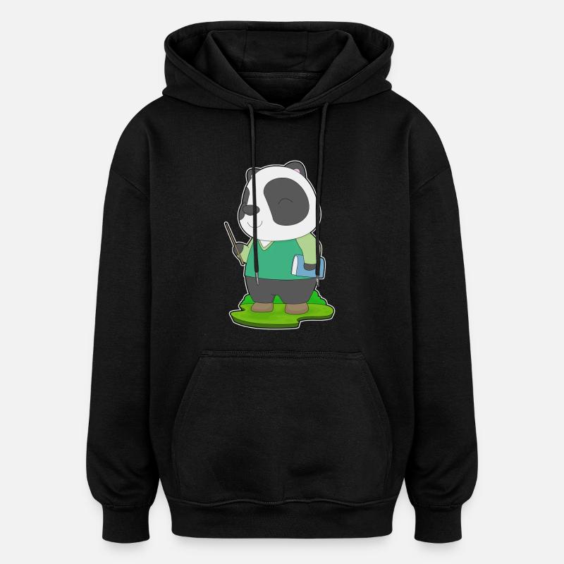 Panda Lehrer Buch - Oversized Unisex Hoodie - Schwarz