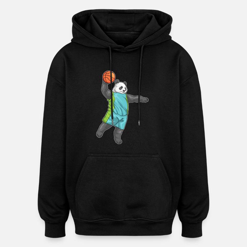 Panda Basketteur Basketteur - Sweat à capuche oversize unisexe - noir