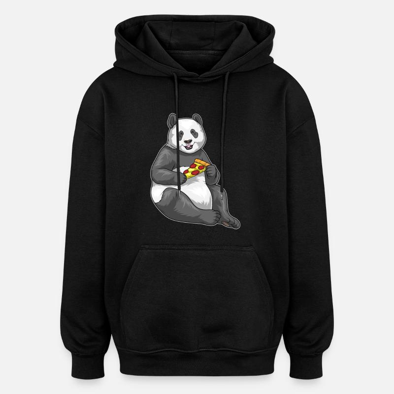 Panda Pizza - Sweat à capuche oversize unisexe - noir