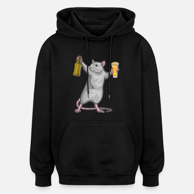 Rat Bouteille de bière - Sweat à capuche oversize unisexe - noir