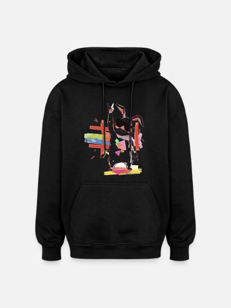 Regenbogenroboter Partystar - Oversized Unisex Hoodie - Schwarz