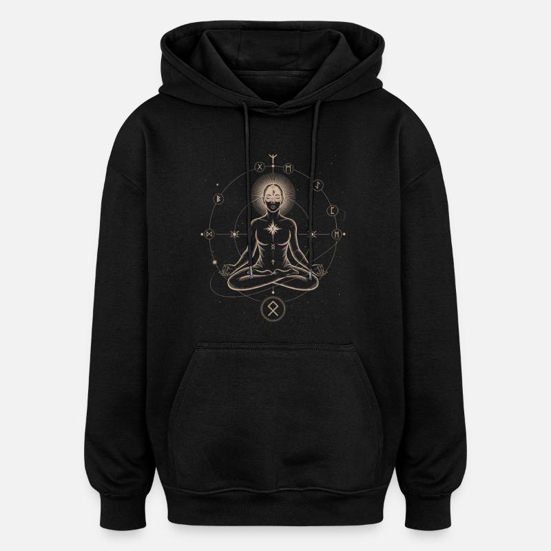 Runic Astral Alignment | Meditative Art Print - Oversized Unisex Hoodie - black